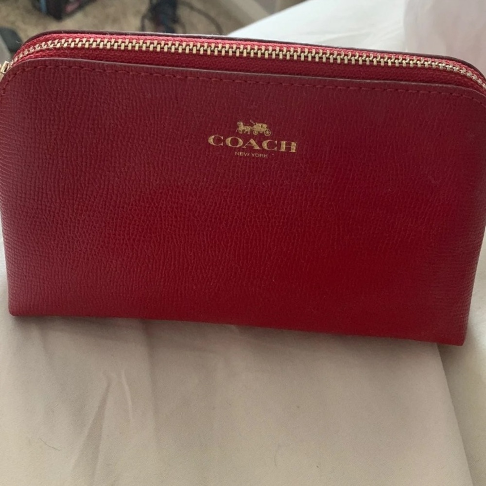 red coach makeup bag